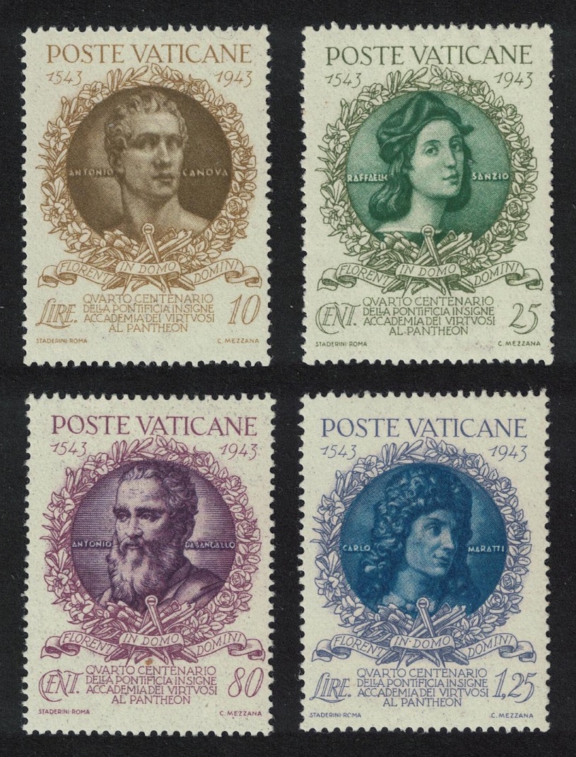 Vatican Raphael da Sangallo Maratti Canova Artists 4v 1944 MNH SG#95-98 MI#99-102 Sc#87-90