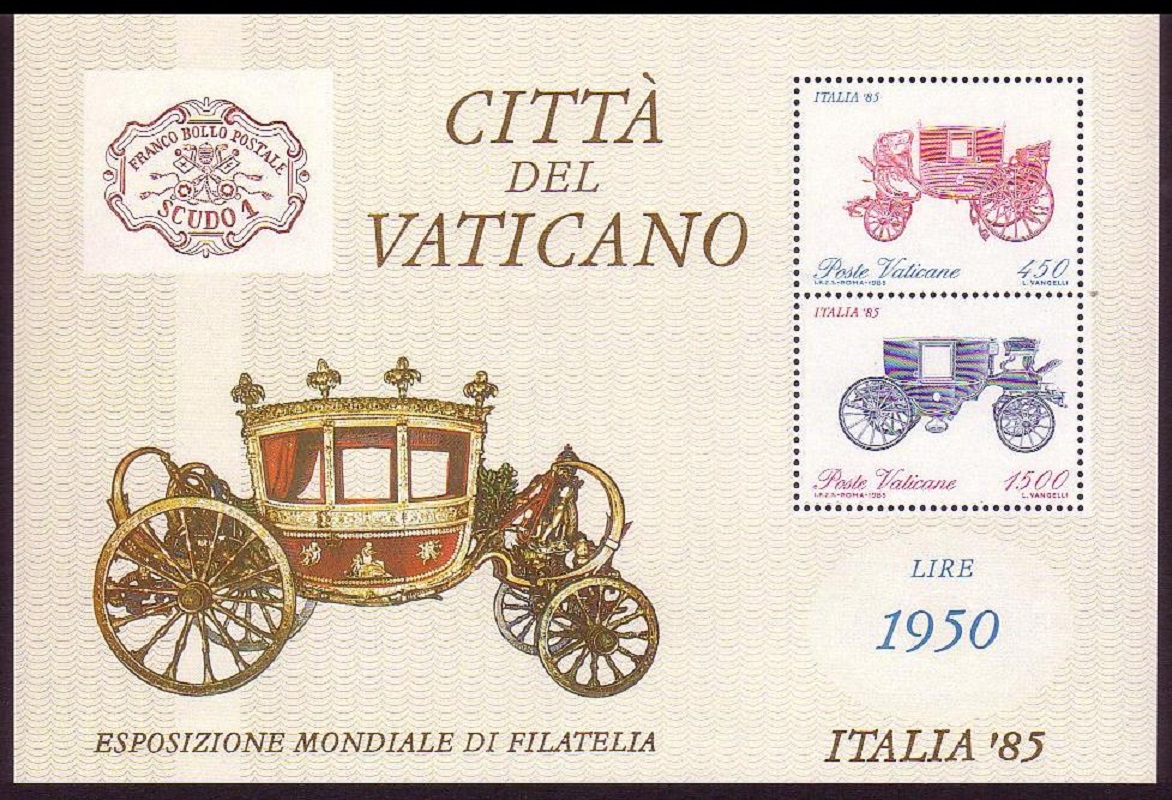 Vatican Old carriages MS 1985 MNH SG#MS845 MI#Block 8 Sc#767a