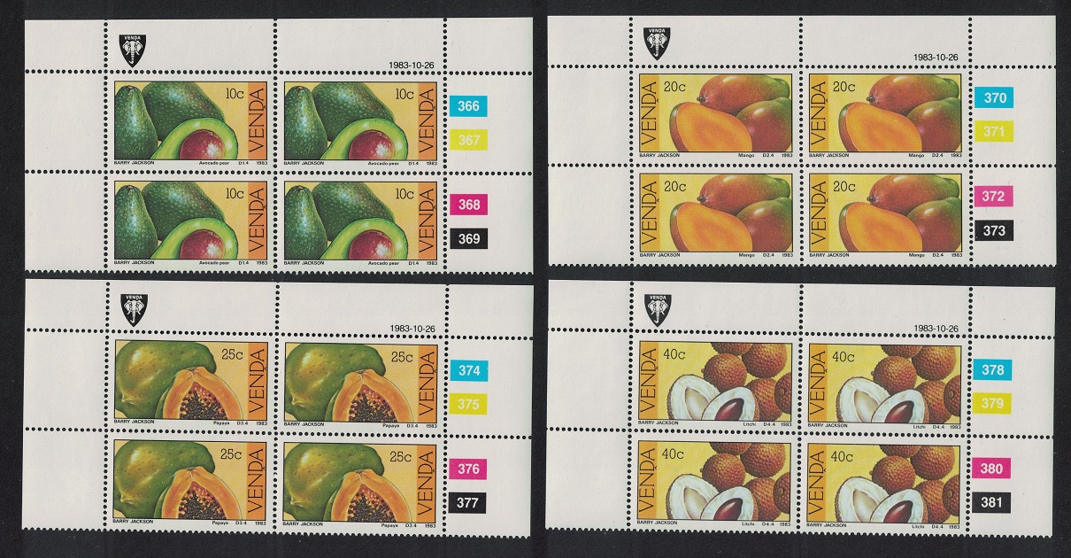 Venda Subtropical Fruit 4v Blocks of 4 1983 MNH SG#83-86