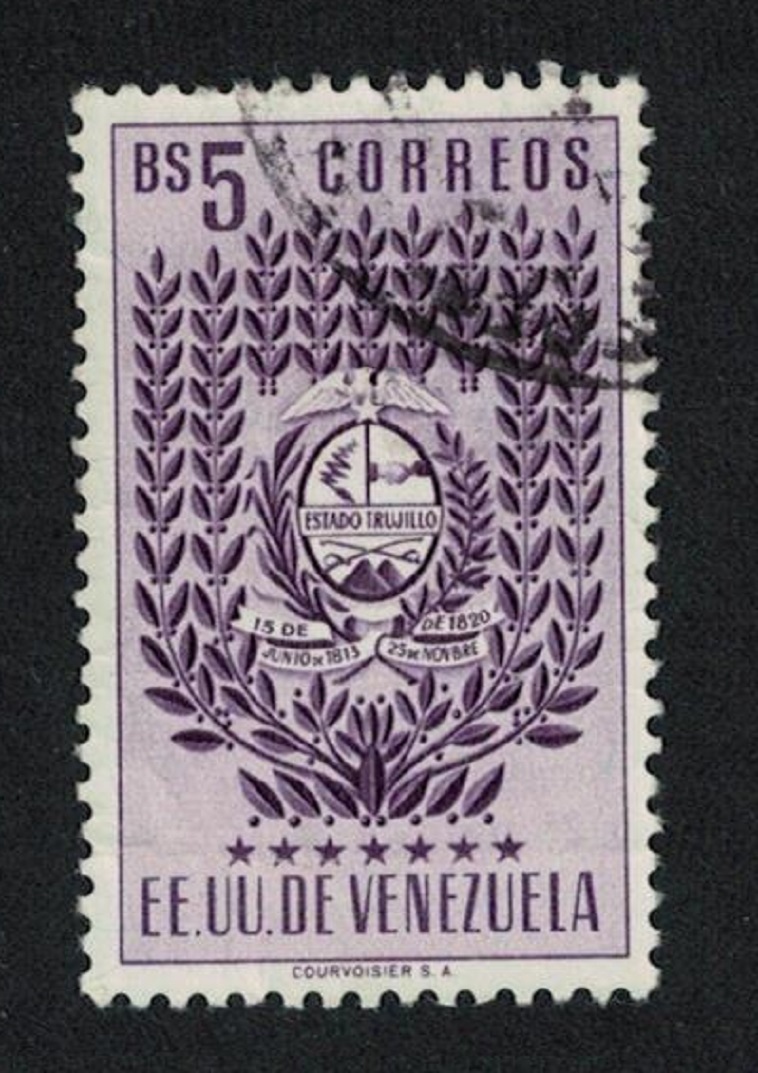 Venezuela Arms issue Trujillo Coffee Plant Postage 5B Def 1952 Canc SG#1104 Sc#547