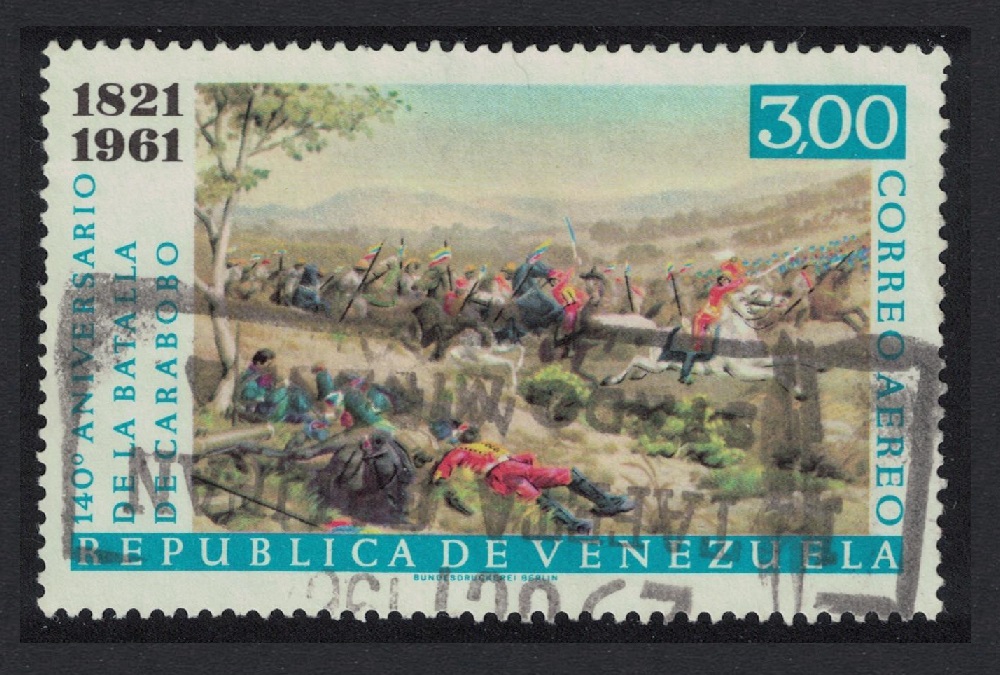 Venezuela 140th Anniversary of Battle of Carabobo Centres 3B 1961 Canc SG#1709 Sc#C784