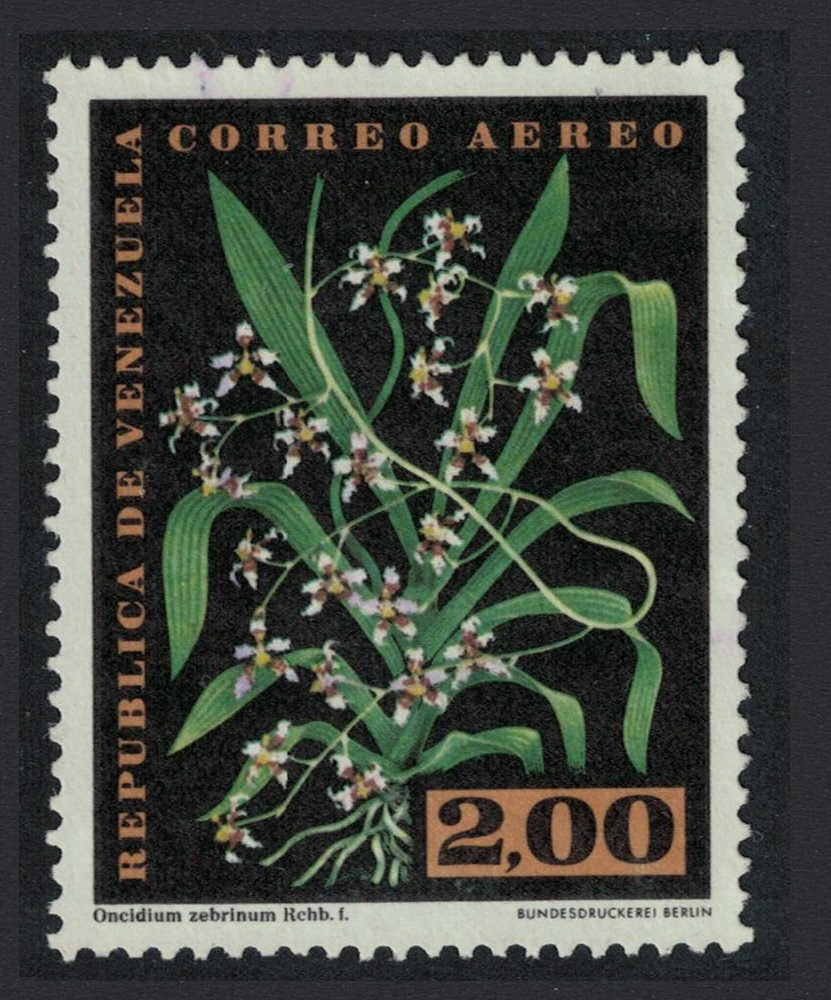 Venezuela Orchids &#39;Oncidium zebrinium&#39; 2B KEY VALUE 1962 Canc SG#1730 Sc#C803