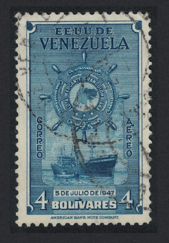 Venezuela Colombia Merchant Marine 4B KEY VALUE Black 1948 Canc SG#805 Sc#C270