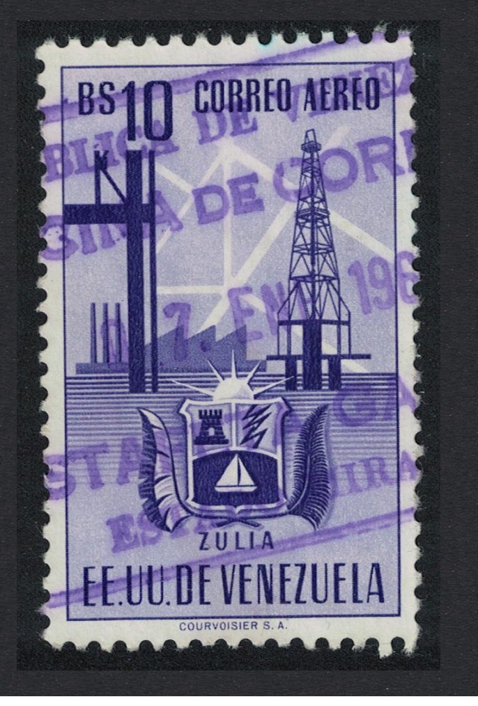 Venezuela Arms issue State of Zulia 10Bs KEY VALUE 1951 Canc SG#969 Sc#C355