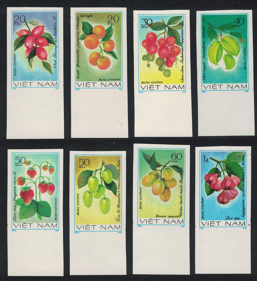 Vietnam Strawberries Fruit 8v IMPERF Bottom Margin 1981 MNH SG#422-429 MI#1179B-1186B Sc#1141-1148