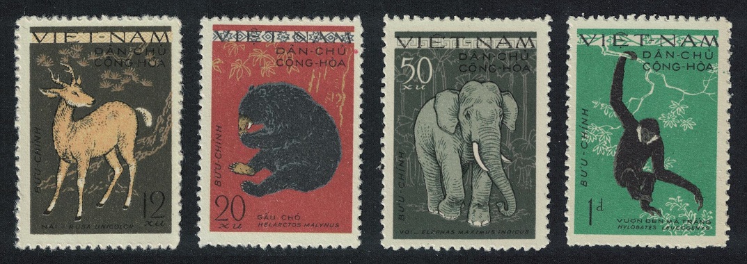 Vietnam Sambar Sun Bear Elephant Gibbon Animals Fauna 4v 1961 MNH SG#N158-N161 MI#154-157 Sc#148-151