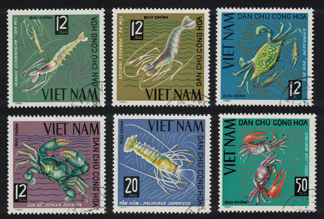 Vietnam Prawn Shrimp Crab Lobster Marine Life 6v 1965 CTO SG#N384-N389 MI#387-392 Sc#368-373