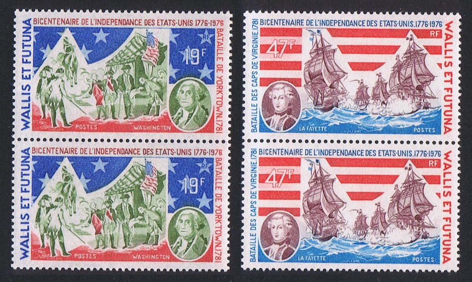 Wallis and Futuna American Revolution 2v in pairs 1976 MNH SG#254-255 MI#284-285 Sc#C72-C73