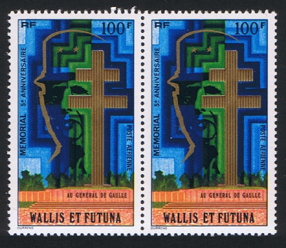 Wallis and Futuna Gen de Gaulle Memorial Airmail Pair 1977 MNH SG#264 Sc#C72