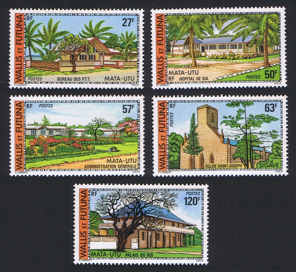 Wallis and Futuna Buildings and Monuments 5v 1977 MNH SG#271-275 Sc#200-204