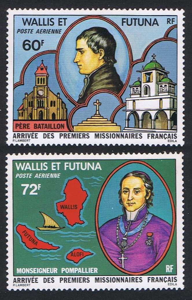 Wallis and Futuna Arrival of First French Missionaries 2v 1978 MNH SG#284-285 Sc#C80-C81