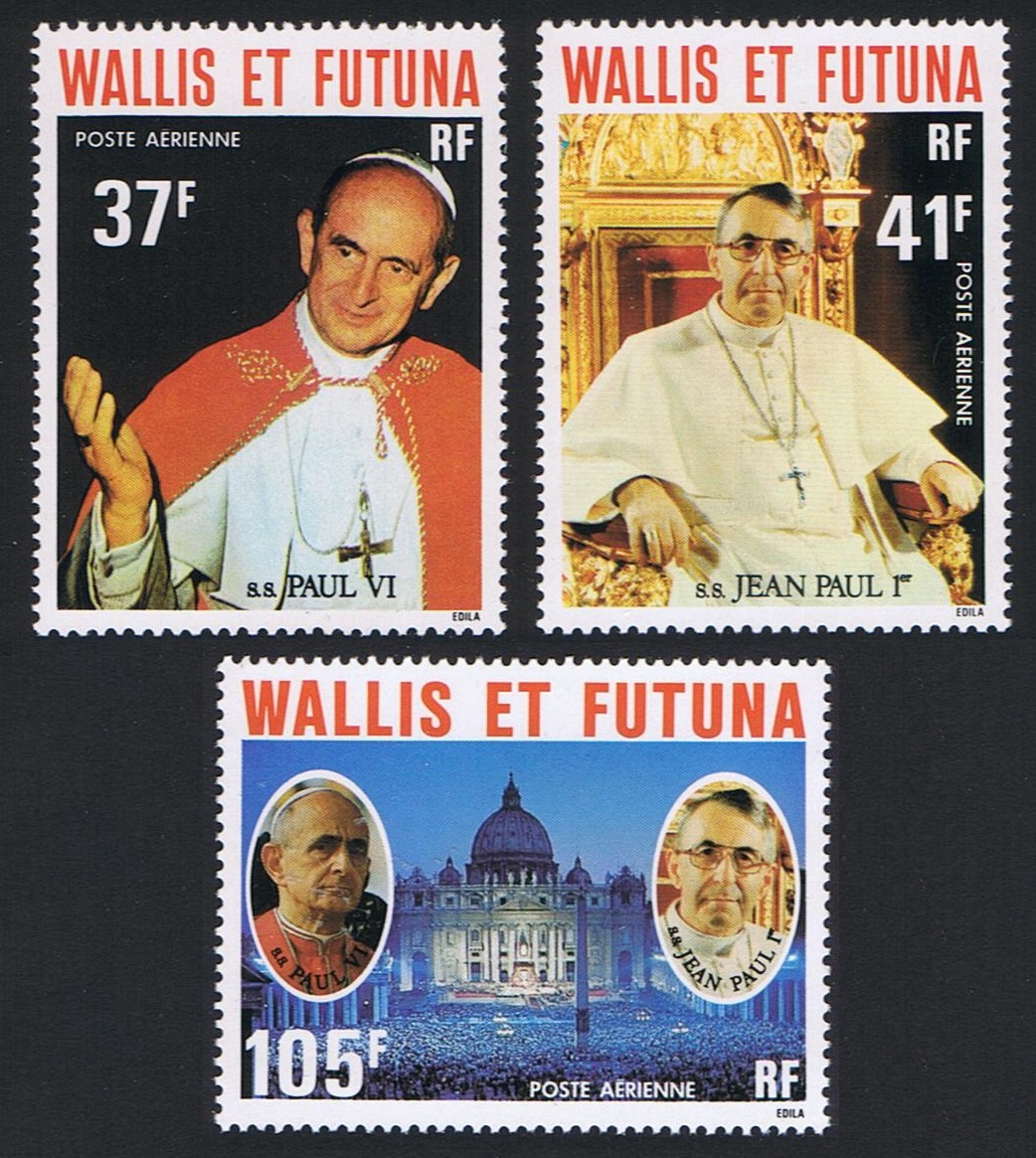 Wallis and Futuna Popes 3v Airmail 1979 MNH SG#304-306 Sc#C84-C86