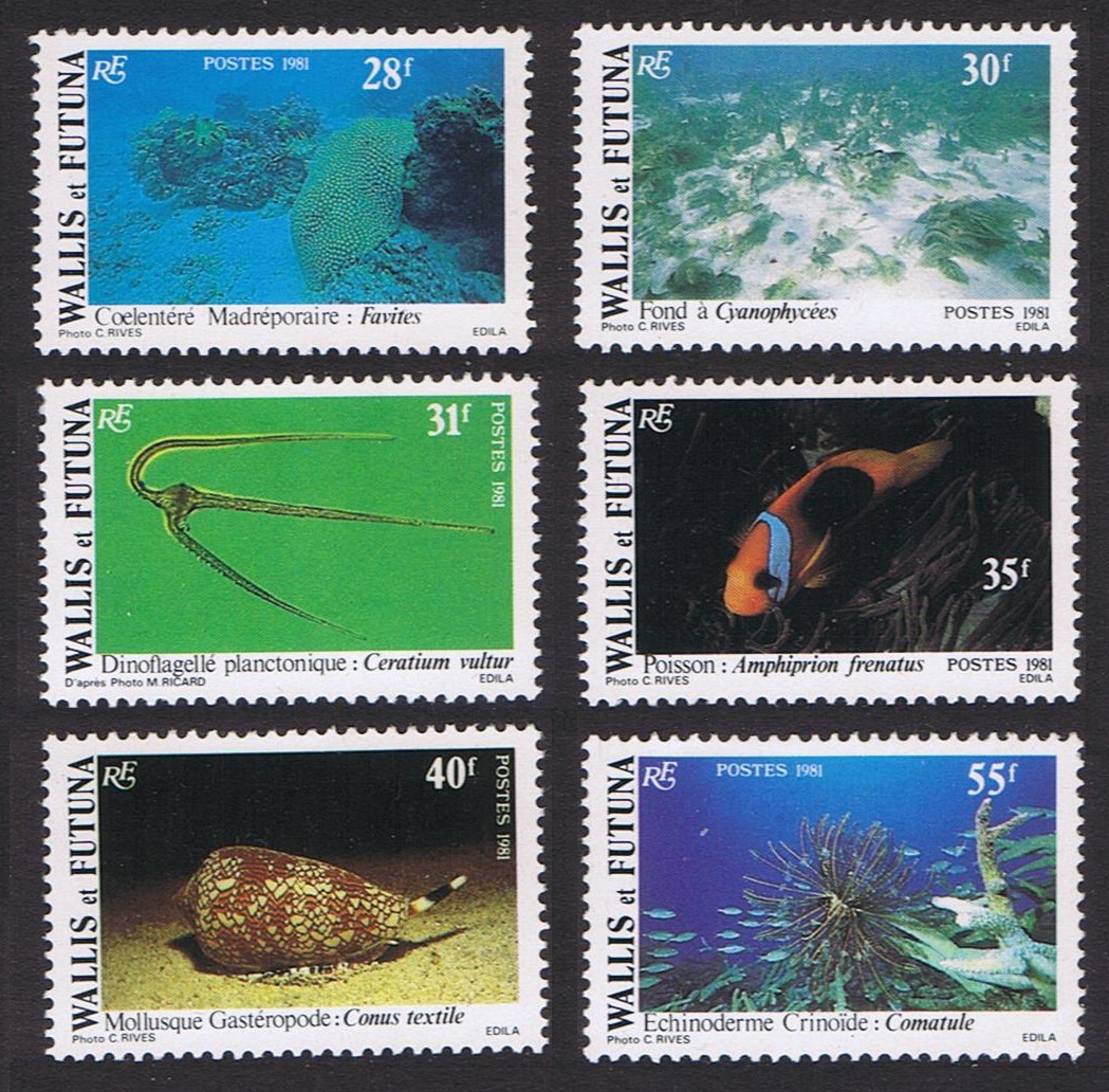 Wallis and Futuna Fish Shells Corals Undersea Marine Fauna 6v 1981 MNH SG#370-375 Sc#264-269