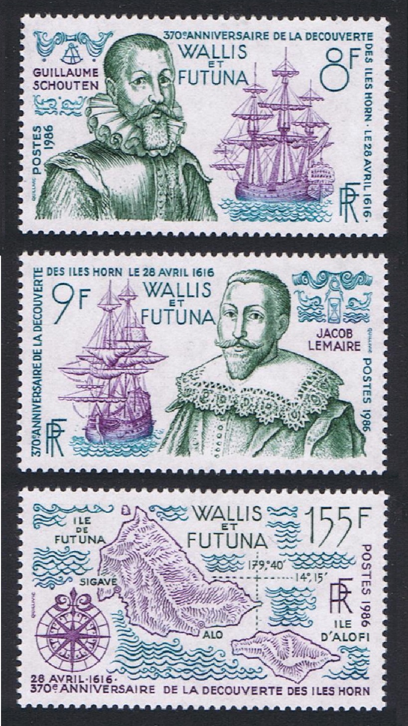 Wallis and Futuna Discovery of Horn Islands 3v Def 1986 MNH SG#488-490 Sc#340