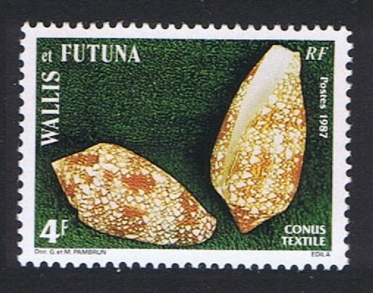 Wallis and Futuna Sea Shells 4f textile Cone 1987 MNH SG#511 Sc#355