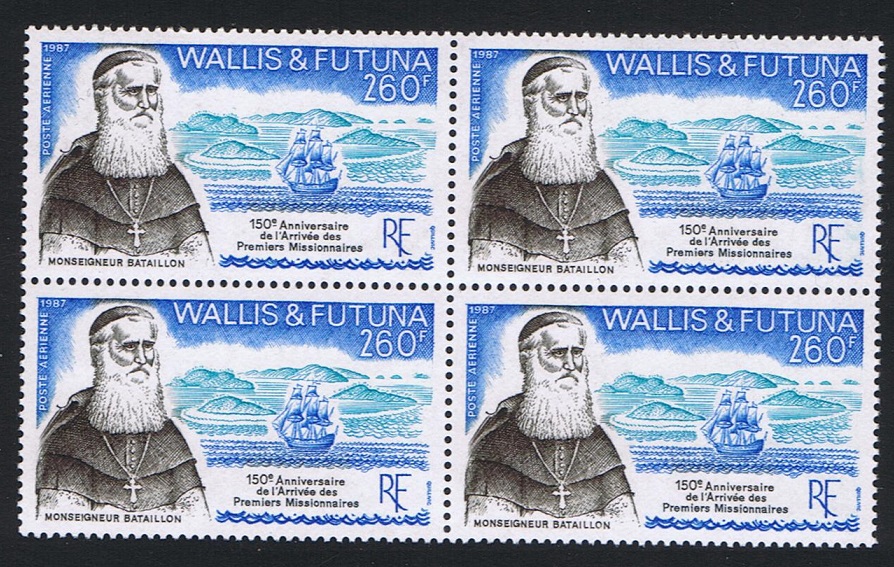 Wallis and Futuna Arrival of First Missionaries Block of 4 1987 MNH SG#526 Sc#C155