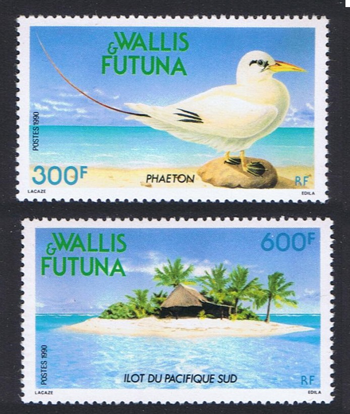 Wallis and Futuna Tropic Bird and Pacific Landscapes 2v 1990 MNH SG#561-562 MI#580 Sc#393