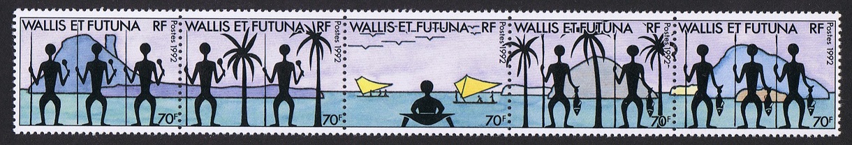 Wallis and Futuna Islands strip of 5v 1992 MNH SG#606-610 Sc#436 a-e