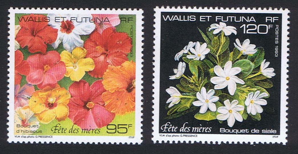 Wallis and Futuna Hibiscus Flowers Mothers&#39; Day 2v 1993 MNH SG#624-625 Sc#445-446