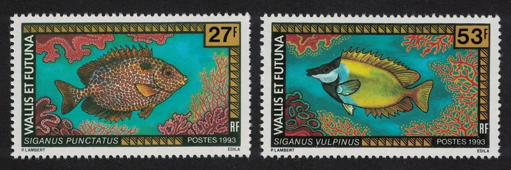 Wallis and Futuna Rabbitfish Fish 2v 27f+53f 1993 MNH SG#626+629