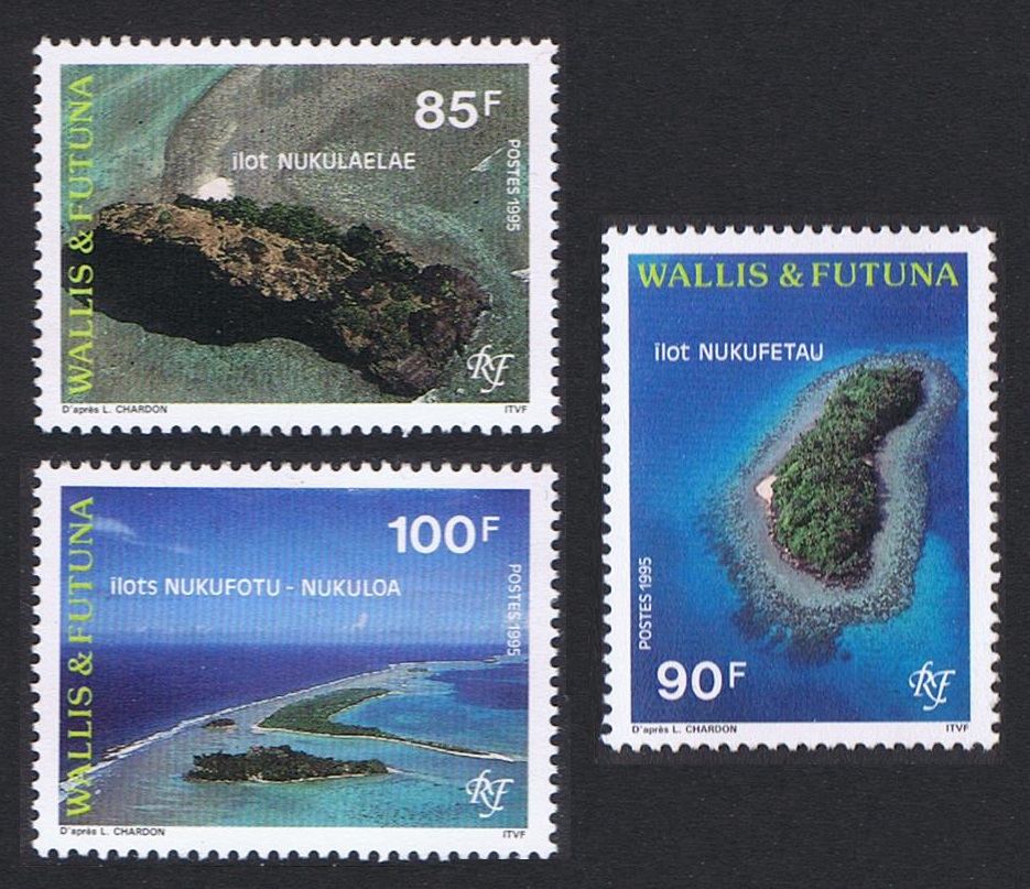 Wallis and Futuna Aerial View of Lagoon Islets 3v 1995 MNH SG#655-657 Sc#465-467