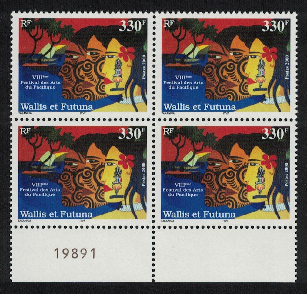 Wallis and Futuna 8th Pacific Arts Festival Block of 4 Control Number 2000 MNH SG#766 Sc#532