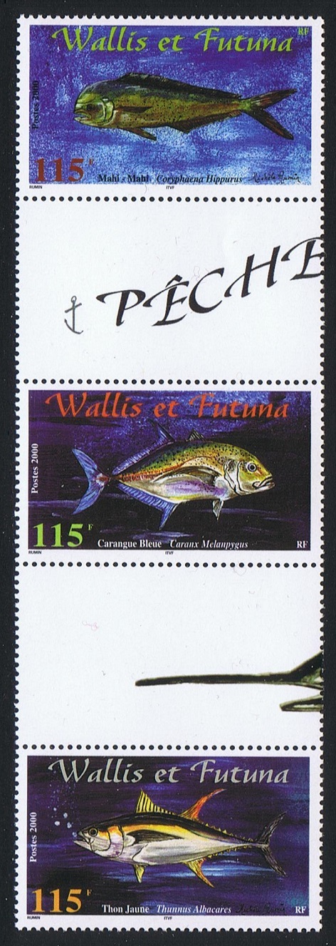 Wallis and Futuna Fish Dolphinfish Tuna Trevally Strip of 3v 2000 MNH SG#767-769 Sc#533c