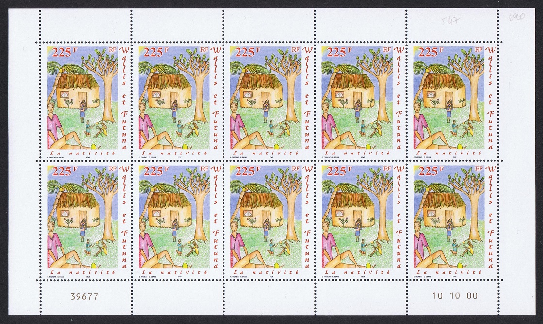 Wallis and Futuna Christmas Full Sheet 2000 MNH SG#772 Sc#536