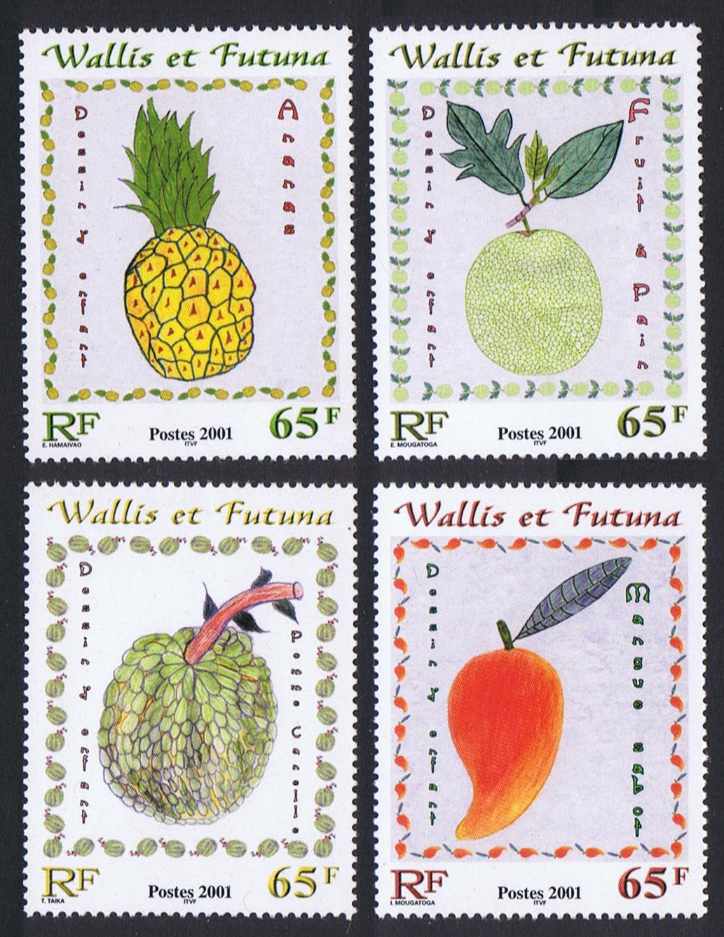 Wallis and Futuna Children&#39;s Fruit Paintings 4v 2001 MNH SG#784-787 Sc#545-546