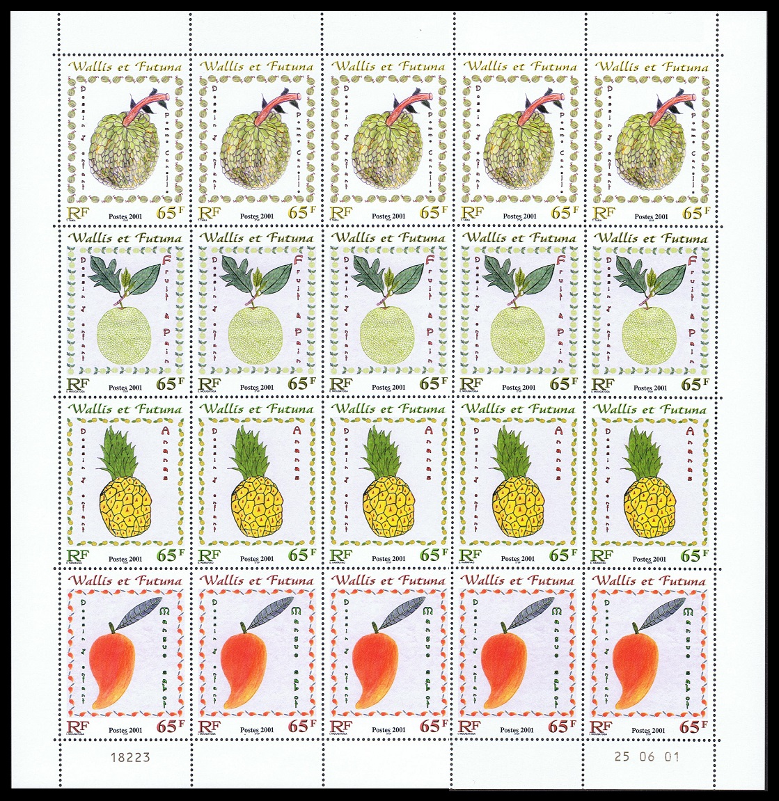 Wallis and Futuna Children&#39;s Fruit Paintings 4v Full Sheet 2001 MNH SG#784-787 Sc#545-546