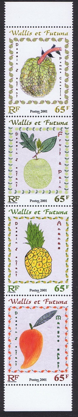 Wallis and Futuna Children&#39;s Fruit Paintings strip of 4v 2001 MNH SG#784-787 Sc#545-546