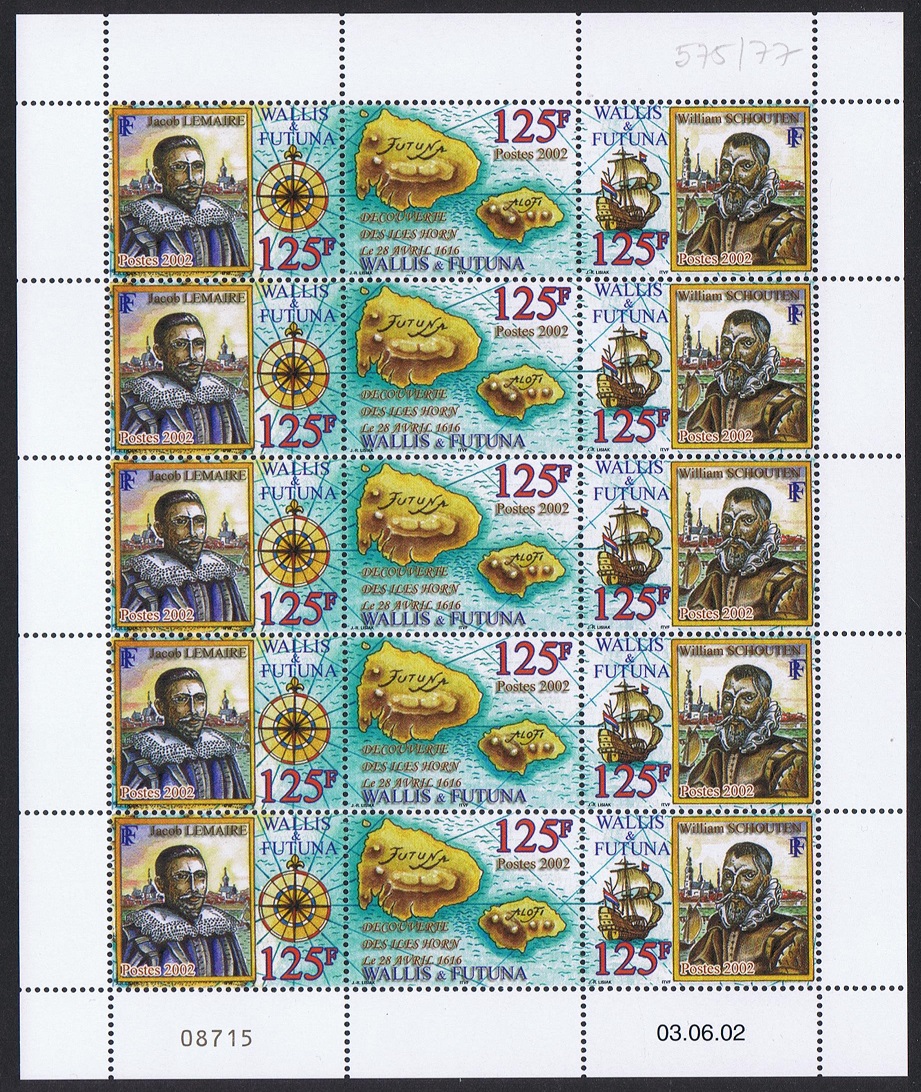 Wallis and Futuna Discovery of Futuna 3v Full Sheet 2002 MNH SG#804-806 Sc#558