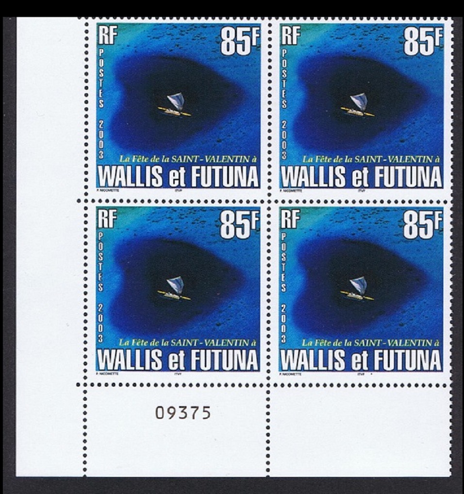 Wallis and Futuna St Valentine&#39;s Day Bottom Block of 4 2003 MNH SG#818 Sc#564