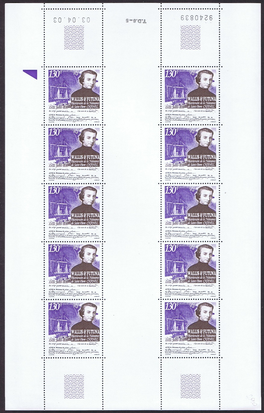 Wallis and Futuna St Pierre Chanel Full Sheet Type 1 2003 MNH SG#830 Sc#569