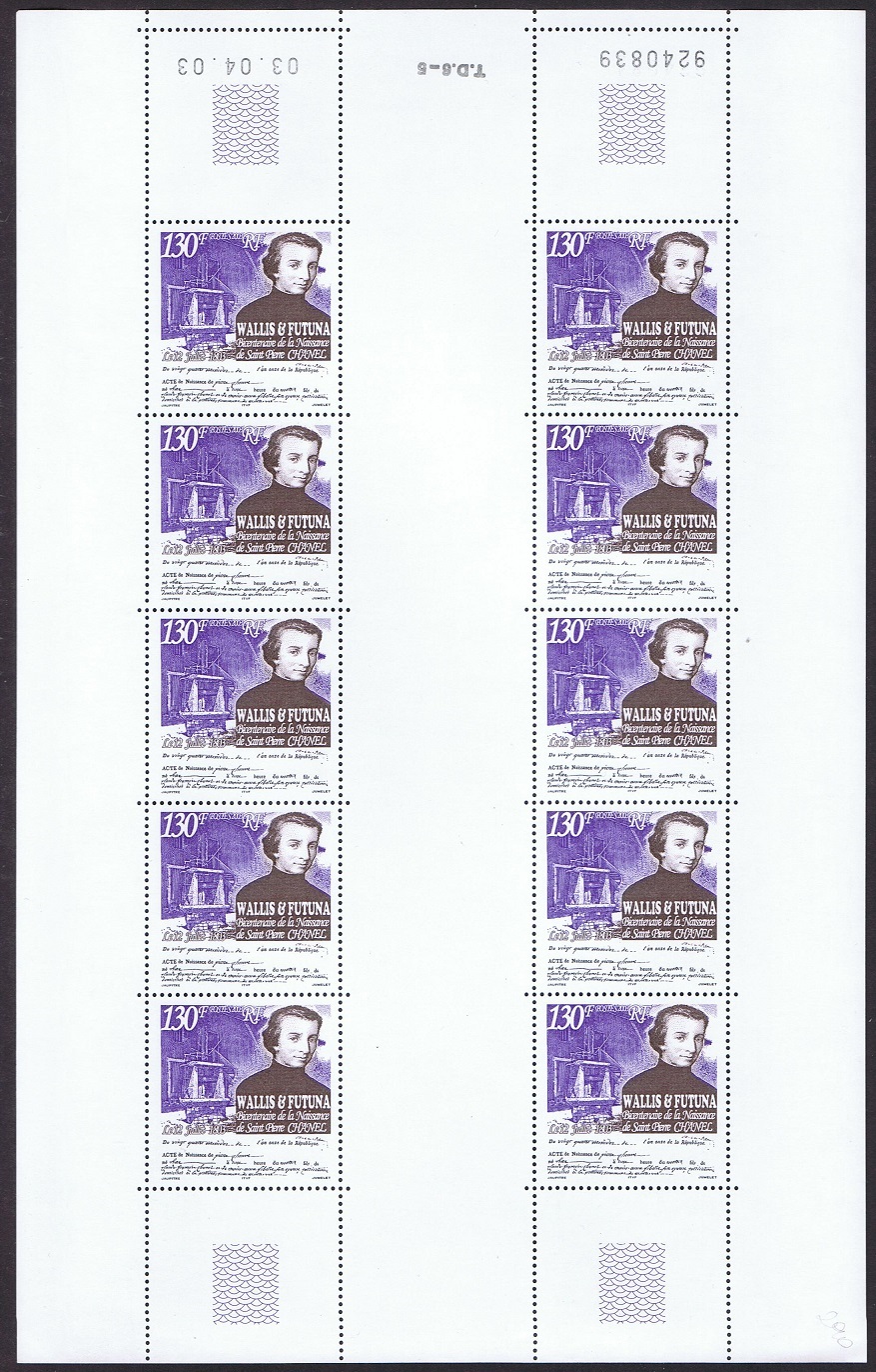 Wallis and Futuna St Pierre Chanel Full Sheet Type 2 2003 MNH SG#830 Sc#569