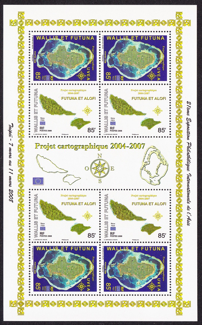 Wallis and Futuna Cartography Sheetlet of 8v 2008 MNH SG#930-931 MI#965-966 KB