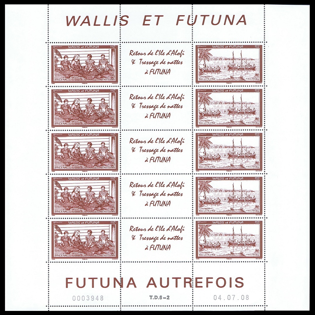 Wallis and Futuna In the Past 2v Full sheet Type 2 2008 MNH SG#938-939