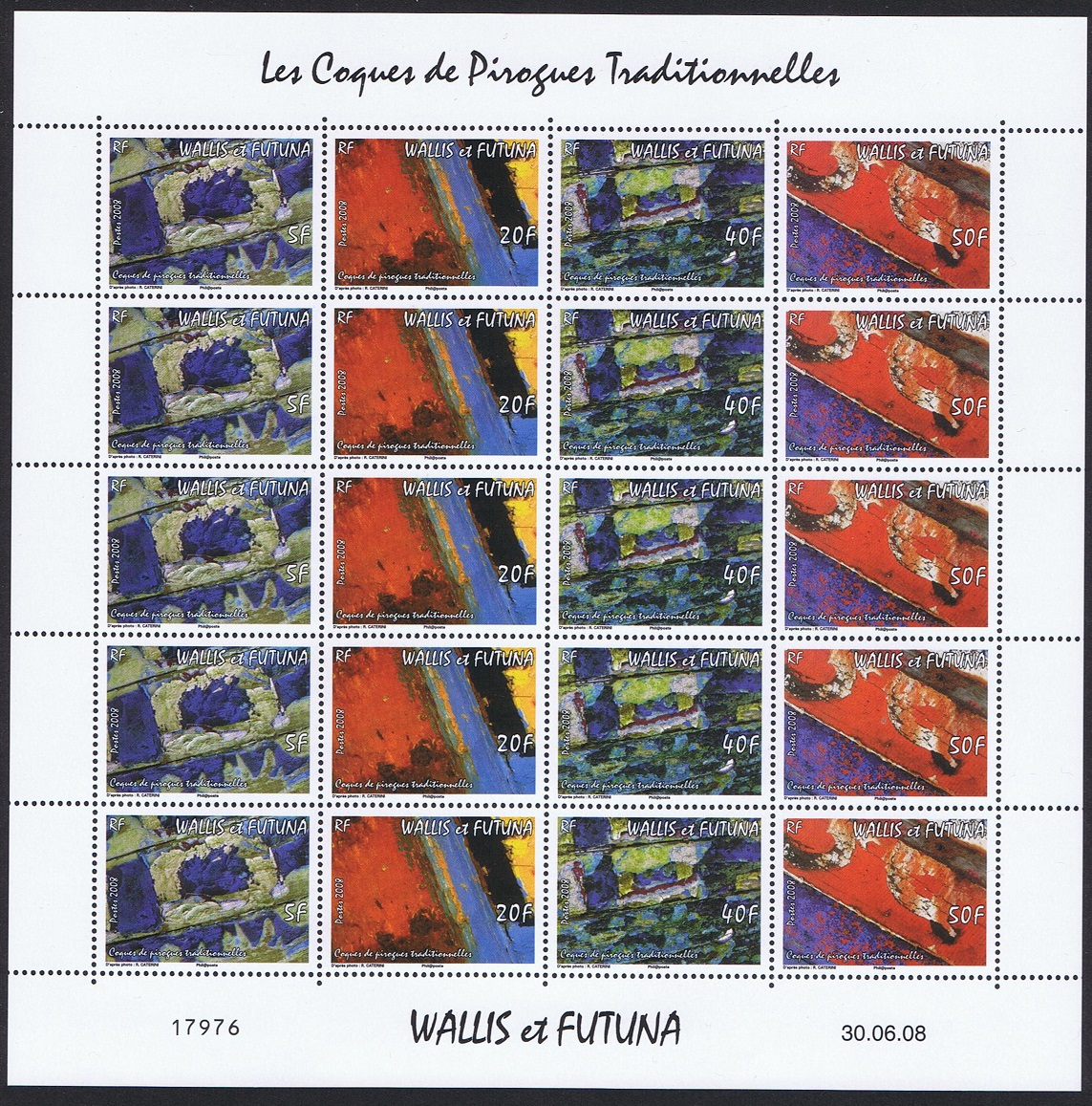 Wallis and Futuna Hulls of Traditional Canoes 4v Full Sheet 2008 MNH SG#942-945