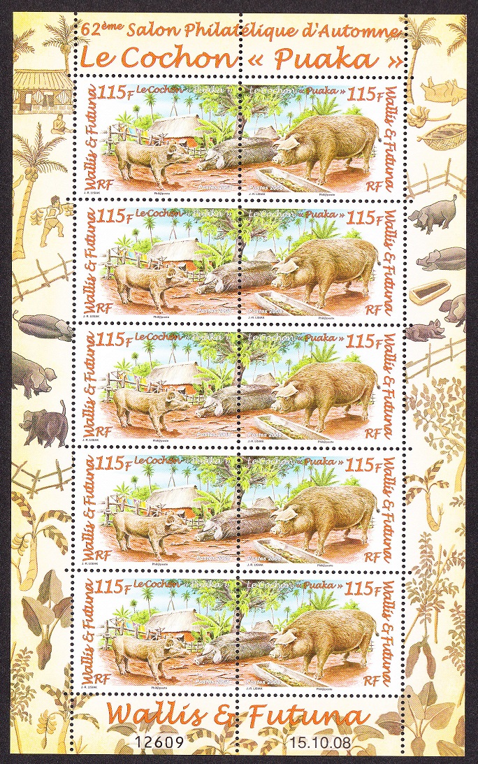 Wallis and Futuna Puaka the Pig Sheetlet of 5 pairs 2008 MNH SG#949-950 MI#948-949KB