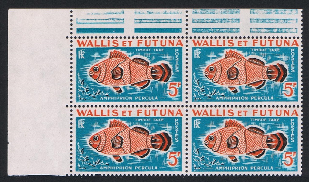 Wallis and Futuna Fish Postage Due 5f Corner Block of 4 1963 MNH SG#D183 Sc#J38