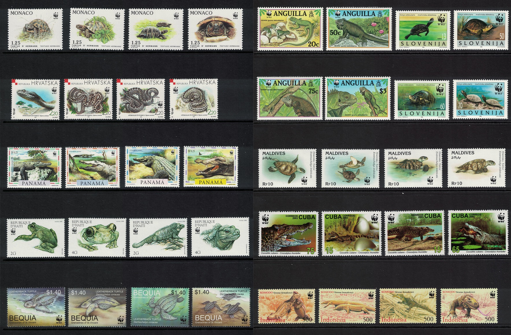 WWF Reptiles and Amphibians Big Collection WWF T1 2000 MNH