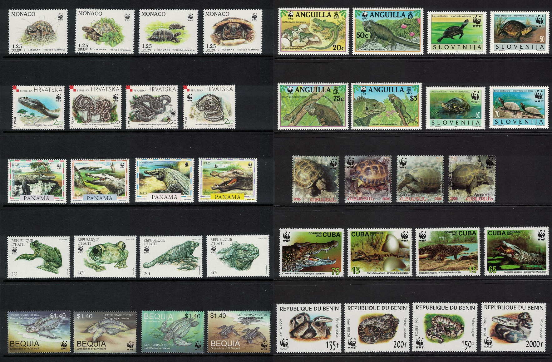 WWF Reptiles and Amphibians Big Collection WWF T3 2000 MNH