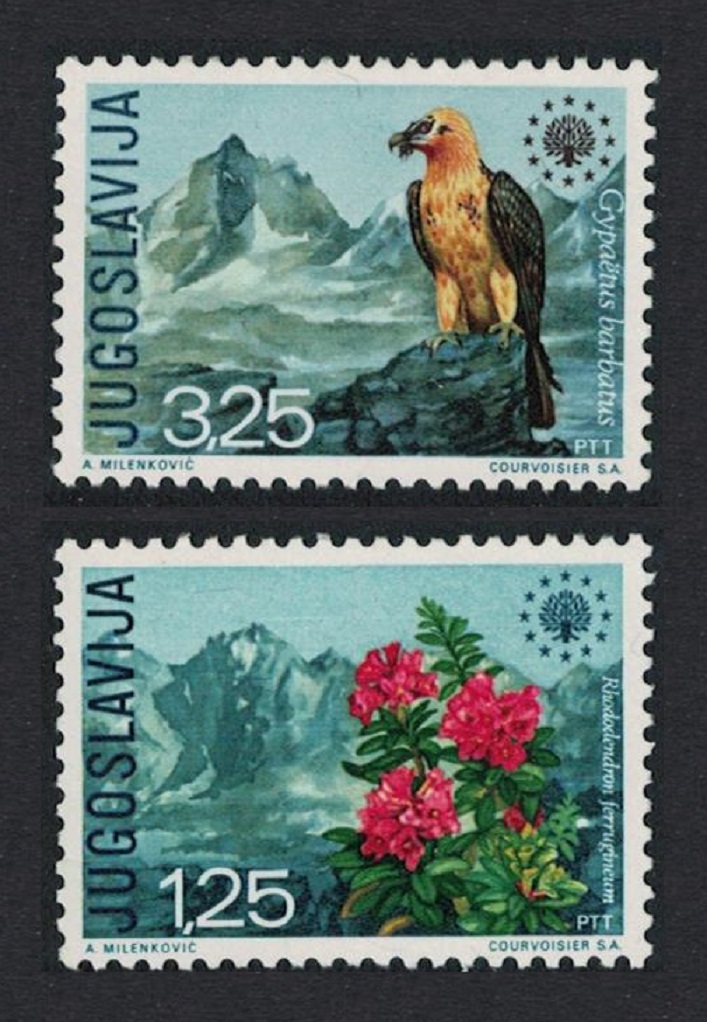 Yugoslavia Lammergeier Bird Alpenrose Nature Conservation 2v 1970 MNH SG#1444-1445 MI#1406-1407 Sc#1042-1043