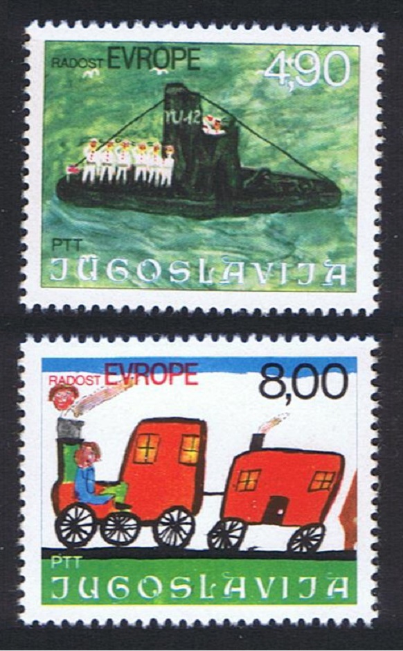 Yugoslavia Joy of Europe Children&#39;s Paintings 2v 1976 MNH SG#1748-1749 Sc#1314-1315