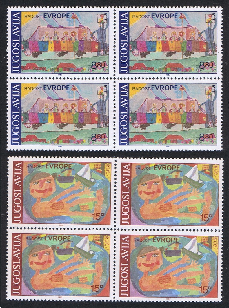 Yugoslavia 14th Joy of Europe Meeting 2v Blocks of 4 1982 MNH SG#2040-2041 Sc#1586-1587