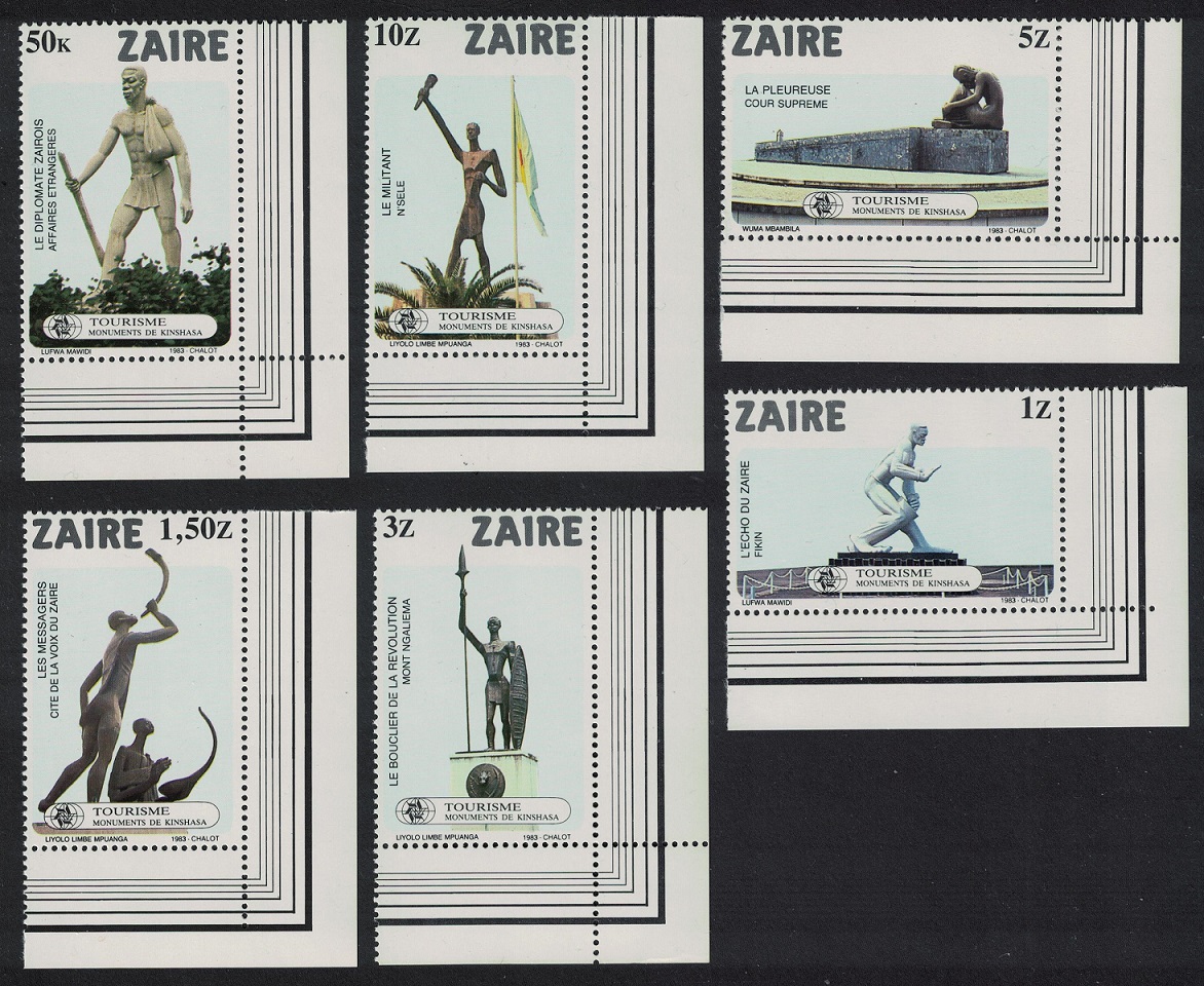 Zaire Kinshasa Monuments 6v Corners 1983 MNH SG#1157-1162 Sc#1115-1120