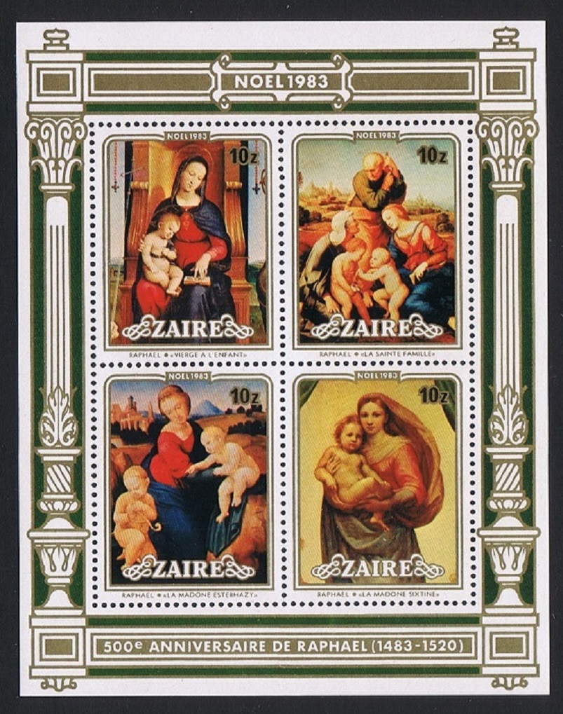 Zaire 500th Birth Anniversary of Raphael MS 1983 MNH SG#MS1171 Sc#119-130