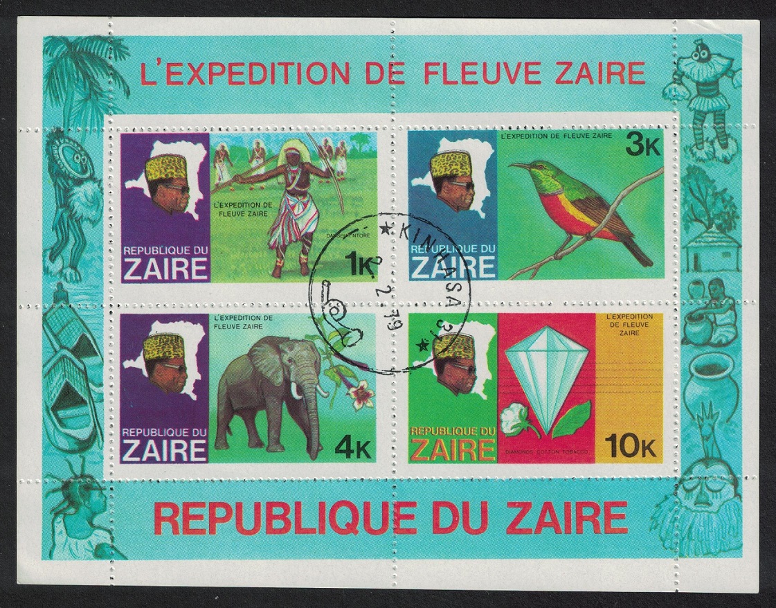 Zaire Sunbird Bird Elephant Diamond MS 1979 CTO SG#MS960a